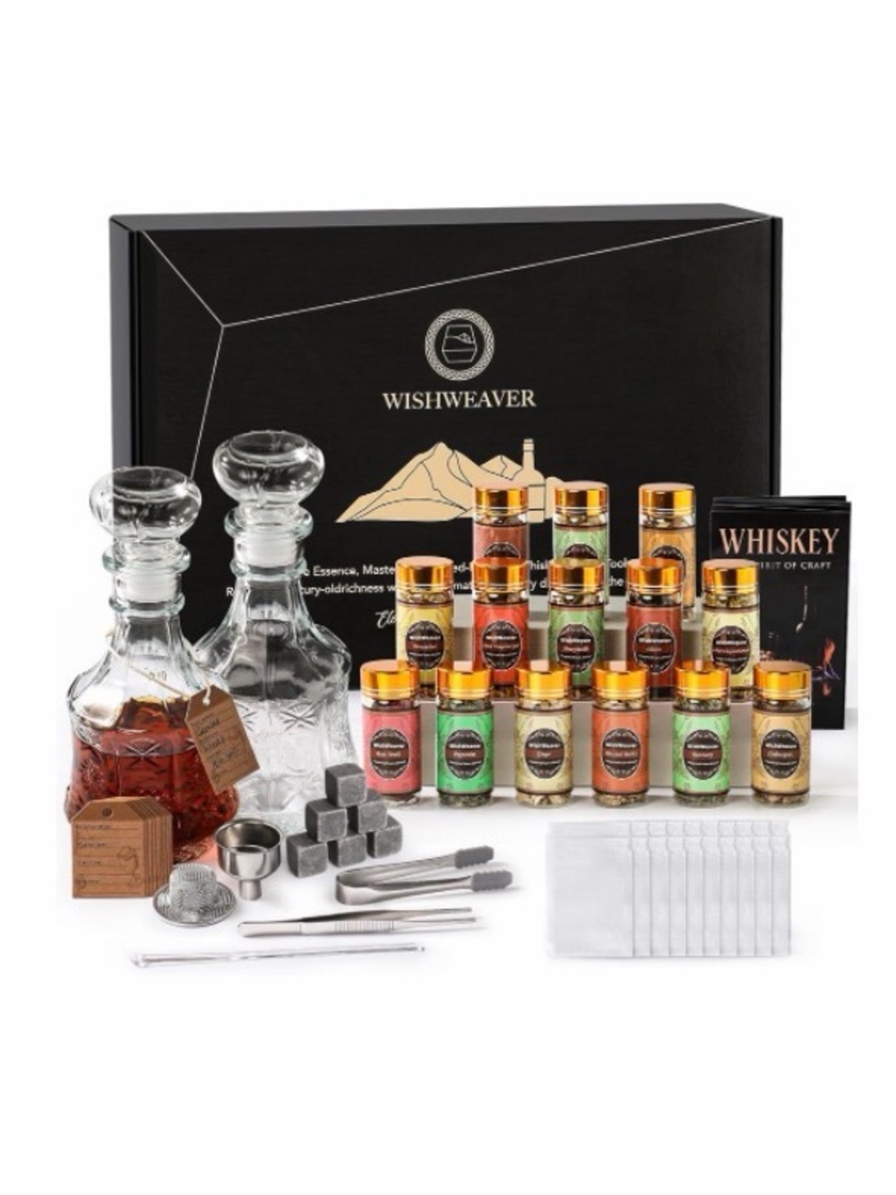 7️⃣ Wishweaver Whiskey Cocktail Flavor Kit – Black & Gold Gift Set